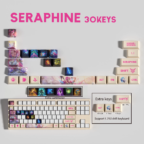 SERAPHINE KEYCAPS New design League of Legends keycaps 30KEYCAPS  OEM Profile Keycaps for mechanical keyboard - AliExpress 7