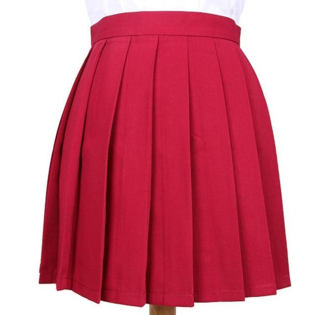 Traditional Pleated Skirt (up to 3XL) - Dark red / XXXL