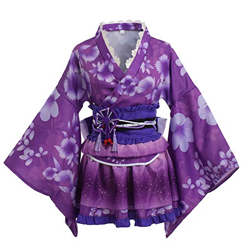 GRACEART Japanese Yukata Kimono Costume Anime Cosplay Robe - Purple - XX-Large
