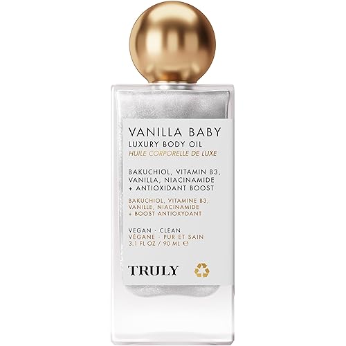 Truly Luxury Body Oil | Hydrating & Illuminating with Natural Shimmer | For Smooth, Glowing Skin and Long-Lasting Fragrance - Vanilla Baby