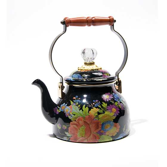 

MacKenzie-Childs | Black Flower Market 2 Quart Tea Kettle

