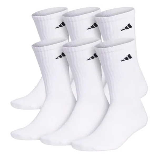 adidas Men's Athletic Cushioned Crew Socks with Arch Compression for a Secure Fit (6-Pair)