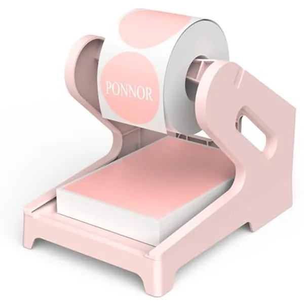 PONNOR Label Holder Thermal Label Holder for Rolls and Fanfold Labels Shipping Label Stand Desktop Printer DIY Accessory Supplies for Home, Office (Pink)