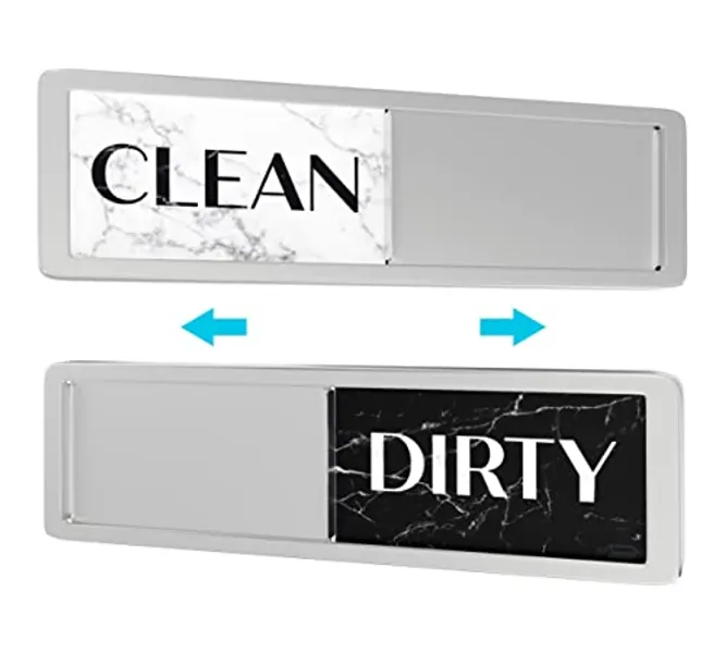 Dishwasher Magnet Strong Clean Dirty Sign, Universal Dishwasher Magnet Indicator for Kitchen Organization, Slide Rustic Marble Black and White Granite