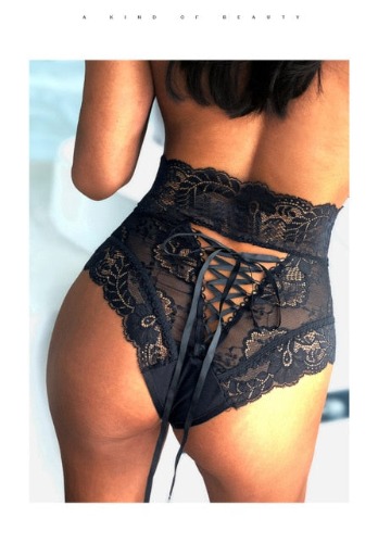 'Gloom' Black High Waist Panties - 1 / S / 1pc