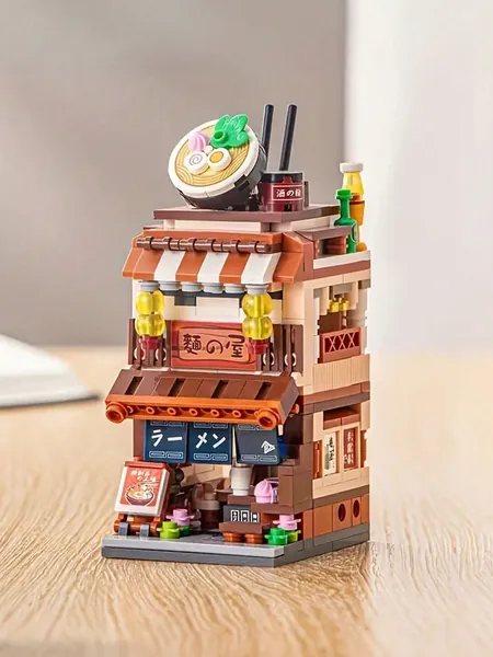 Juego de bloques de construcción miniatura con vista de calle de estilo japonés lindo y kawaii para decoración interior, regalo de cumpleaños de estudiante, Halloween, Navidad, decoración de habitación