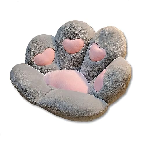 Cat Paw Seat Cushion, Cute Lazy Sofa Cat Paw Cushion, Cozy Warm Office Chair Seat Cushions, Bear Paw Plush Soft Chair Pad for Home Office for Adult Kids (Grey) - Grey