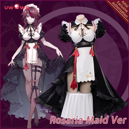 Exclusive authorization Uwowo Game Genshin Impact Fanart Maid Ver Rosaria Maid Cosplay Costume | 【Pre-sale】L