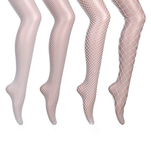 GARTOL Hohe Taille Netzstrumpfhose Strümpfe Damen Hohe Taille Fischnetz Durchsichtige Strumpfhose (Einheitsgröße) - Weiß