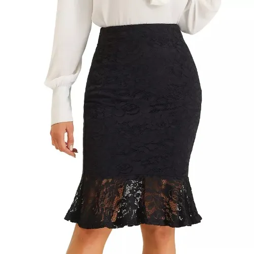 Black Lace Pencil Skirt