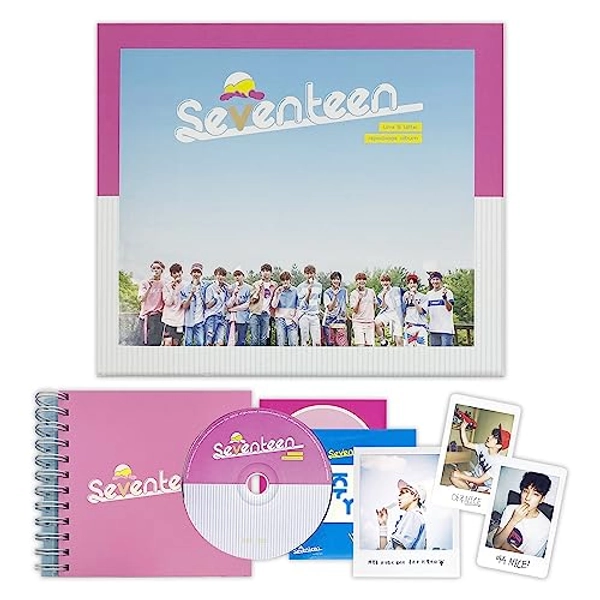 SEVENTEEN -1st Album Repackage [LOVE&LETTER] (Re-release) Photobook + CD + Polaroid Photocard + Sticker + 2 Pin Button Badges + 4 Extra Photocards