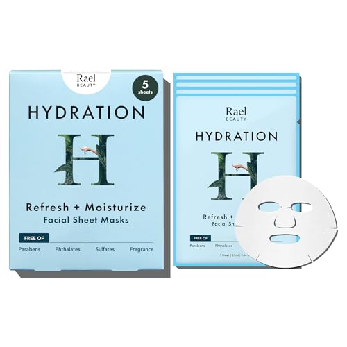 Rael Bamboo Face Sheet Mask - Facial Mask with Moisturizing for Dewy, Hydrating and Glowing (Hydration, 5 Sheets) - Hydration