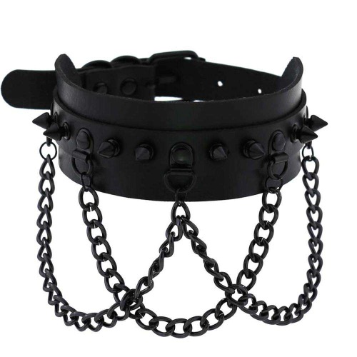 Punk Rivet ChainCollar - Black