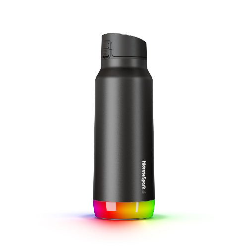 HidrateSpark PRO | 32 oz / 946 ml Insulated Stainless Steel Bluetooth Smart Water Bottle Chug Lid With Free Hydration Tracker & Drink Reminder App | Black