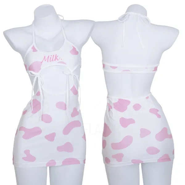 Drippin In Milk Dress - White and Pink / L/XL