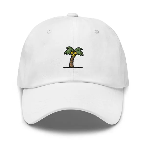 Coconut Tree Embroidered Dad hat by ICONSPEAK - White