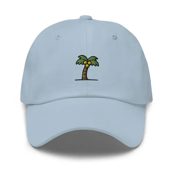Coconut Tree Embroidered Dad hat by ICONSPEAK - Light Blue