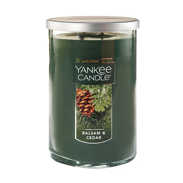 Yankee Candle Balsam & Cedar Scented, Classic 22oz Large Tumbler 2-Wick Candle, Over 75 Hours of Burn Time - Balsam & Cedar Classic Large 2-Wick Tumbler