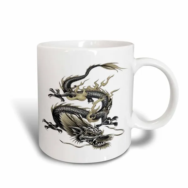 3dRose mug_78729_3 Chinese Dragon- Chinese Dragon, Metallic Dragon, Dragon, Creature, Yang, Chinese New Year Magic Transforming Mug, 11-Ounce - 11 oz