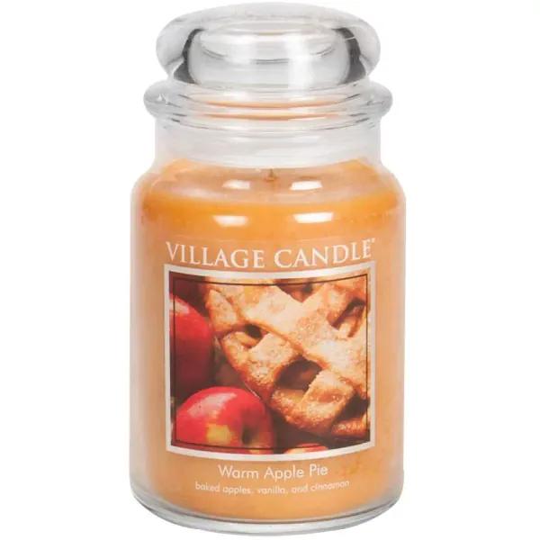 Village Candle Warm Apple Pie Large Glass Apothecary Jar Scented Candle, 21.25 oz, Brown - 