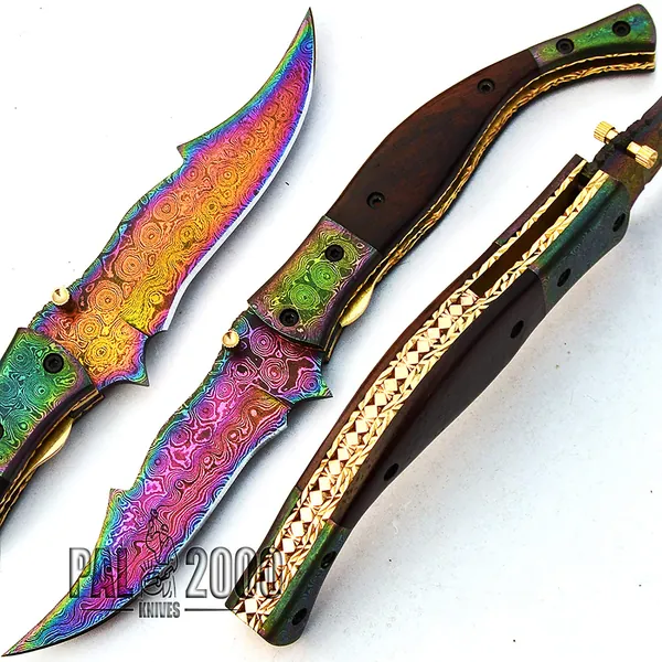 Damascus Folding Knife - Handmade Damascus Steel - Damascus Pocket Knife - Spsa-9690 - 