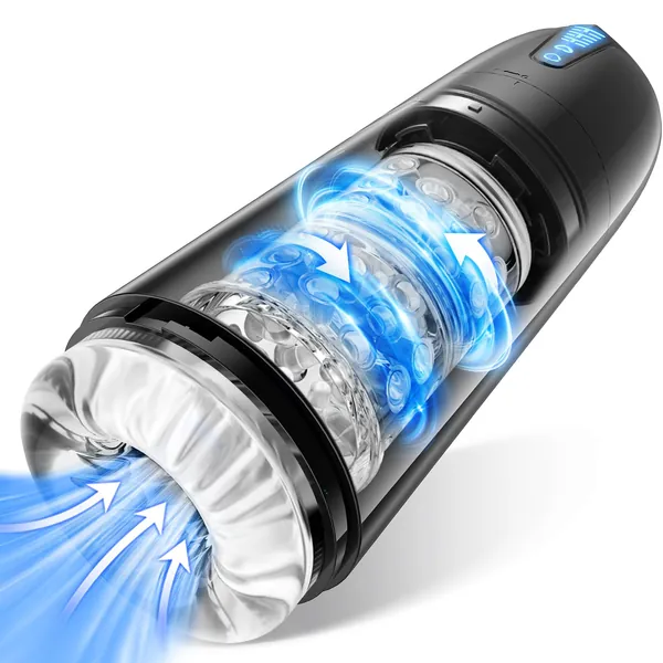 Elektriska automatiska manliga onanister, manlig onanistkopp med 7 sug- och 7 rotationslägen, vattentät fitta med realistisk texturerad avsugning, sexleksaker för män