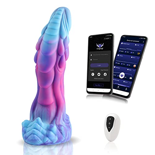 Wildolo APP-gesteuerter Silikon-Dildo, 8,4" Premium Vibrator, realistischer Unisex-Dildo, Sexspielzeug für Erwachsene --Amor (Blau & Lila) - Blau & Lila - M