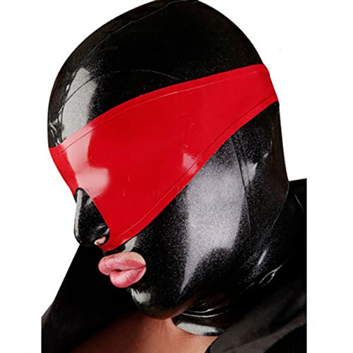 ZOUTYI Latex Gummi Haube Mit Augenbinde Chlorierung Sex Spielzeug Für Paare BDSM Maske Bondage Fetisch Männer Sex Spielzeug - Black Schwarz - M