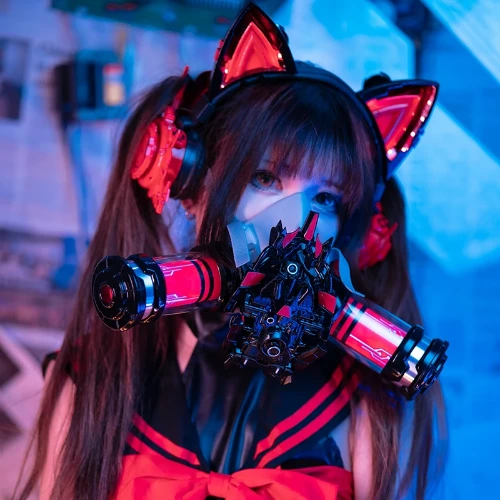 Punk Lichtgevende Oren & Headset Technologische Functionele Hoofdtelefoon Cyber Headset Cosplay Prop Punk Headset Masker Cosplay Halloween - AliExpress 