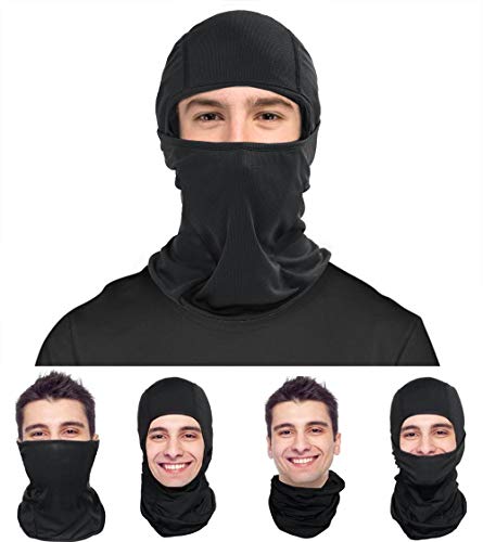 RSVOM Balaclava for Men/Women, Silk Black Full Face Balaclavas Covering Windproof Motorcycle Ski Balaclava, Multifunctional Headwear Scarf Neck Gaiter Snood Skiing Cycling Hat for Summer Winter