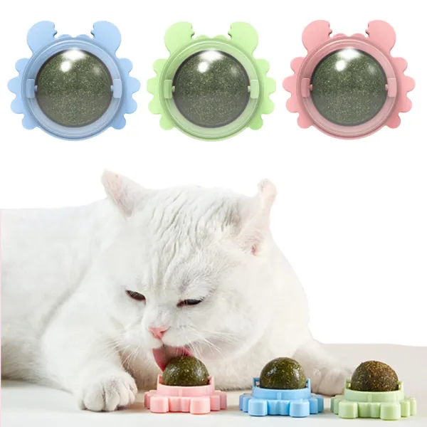 BEE&FLOWER Pack of 3 Catnip Balls Toy for Cat, Catnip Wall Roller for Cat Licking, Teeth Cleaning Dental Edible Kitten Toy, Natural Healthy Pet Snack