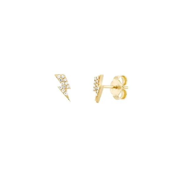 Diamond Lightning Bolt Earrings - 14K Yellow Gold