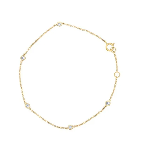 Gold Anklet With Diamonds - 14K Yellow Gold