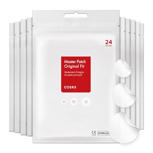 COSRX Acne Pimple Patch Absorbing Hydrocolloid Original 3 Size Patches for Blemishes and Zits Cover, Spot Stickers for Face and Body, Not Tested on Animals (240) - 240 Count (Pack of 10)