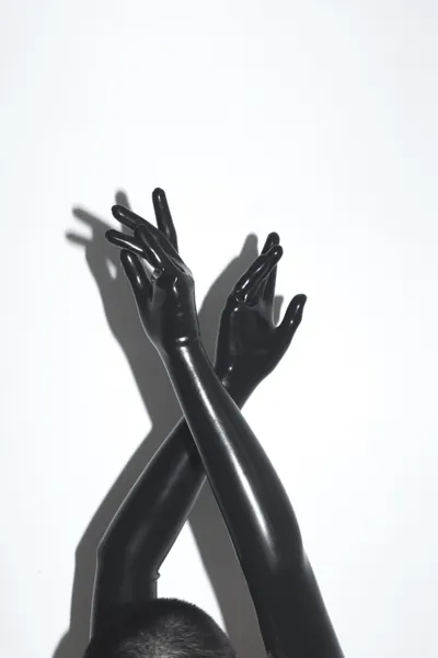 Black Latex Rubber Shoulder Length Gloves