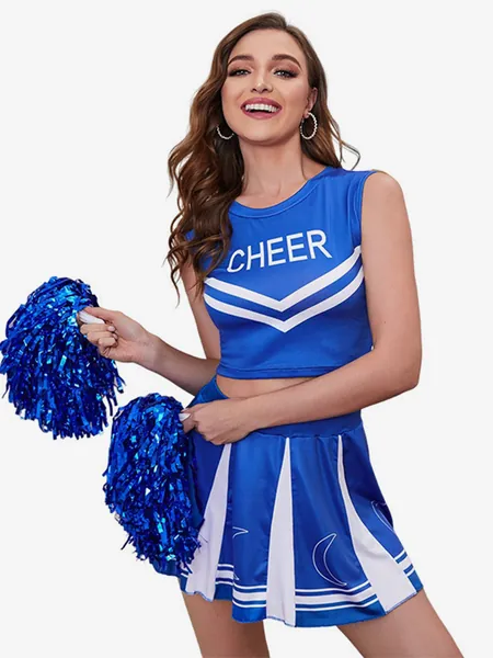 Gonna superiore blu da donna in costume da cheer leader