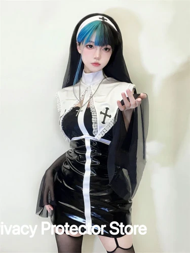 Zakonnica przebranie na karnawał kobiet przebranie zestaw impreza z okazji Halloween do odgrywania ról strój dorosłe siostry ubierają czarne fantazyjne sukienka Cosplay Plus - AliExpress 