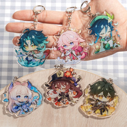 Genshin wpływ brelok Cosplay Kazuha Ayaka Yoimiya Eula Cute Cartoon Character wisiorek do samochodu Arcylic breloczek - AliExpress 