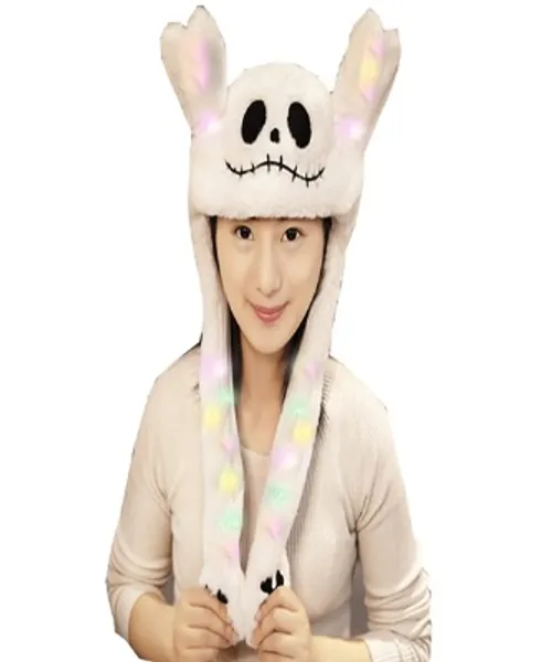 YEKEYI LED Rabbit Hat Ear Moving Jumping Hat Funny Bunny Plush Hat Cap Cosplay Christmas Party Holiday Hat