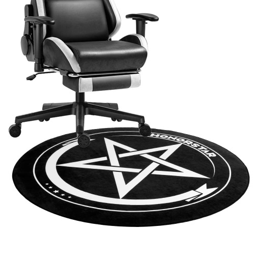 Honorstar Office Chair Mat for Carpet and Hardwood Floor Gaming Chair Mat Round 100 x 100cm Carpet Protector Chair Mat for Office Chair Floor Mat Anti Slip for Home Office Gaming Room Black-A