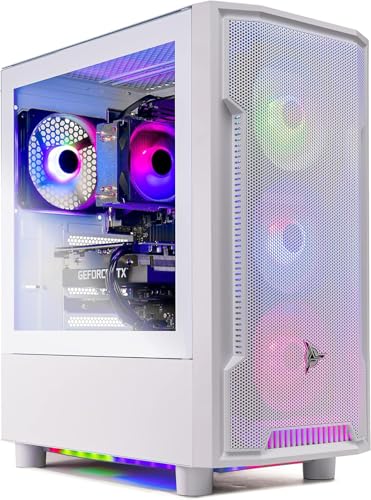 Skytech Gaming Skytech Archangel Gaming PC Desktop – Intel Core i5 12400F 2.5 GHz, NVIDIA RTX 4060 Ti, 1TB NVME SSD, 16GB DDR4 RAM 3200, 650W Gold PSU, 11AC Wi-Fi, Windows 11 Home 64-bit,White - Desktop - 12400F | 4060 Ti 8G