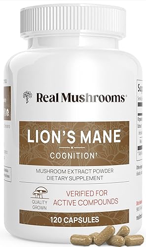 Lions Mane Mushroom Cognition Capsules (120 Capsules) Lions Mane Mushroom Powder Extract Capsules | Brain Supplement, Brain Vitamins, Focus Supplement - 120 Count (Pack of 1)