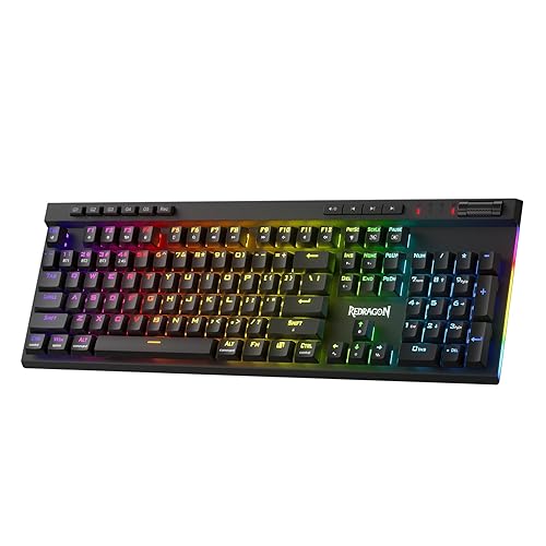Redragon K580 PRO Wireless RGB Gaming Keyboard, 3-Modes 104 Keys Mechanical Keyboard w/Hot-Swap Socket, Dedicated Media Controls & Onboard Macro Recording, Linear Red Switch - K580 PRO Wireless - Red Switch