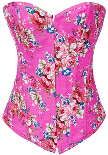 Alivila.Y Fashion Womens Vintage Floral Denim Overbust Corset Bustier Top