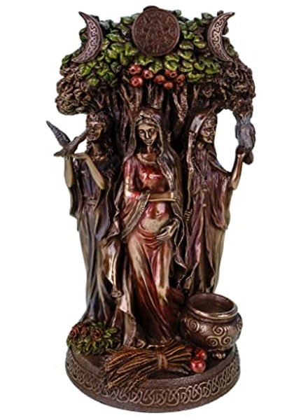 Figurine triple déesse celte en résine aspect bronze