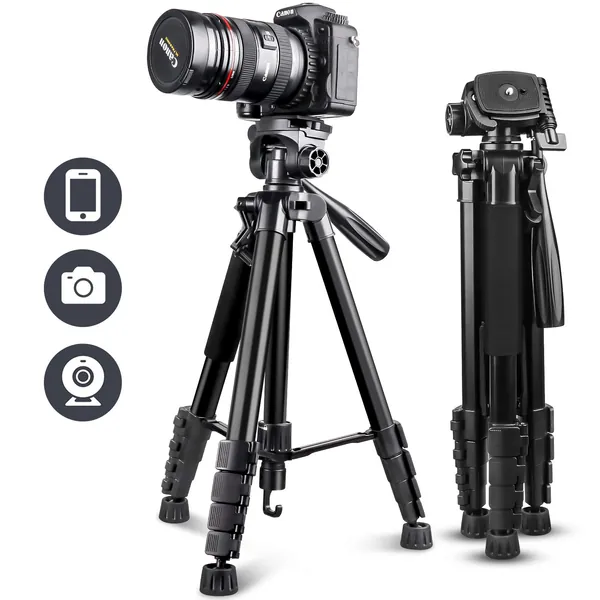 UBeesize 67” Camera Tripod with Travel Bag, Cell Phone Tripod with Wireless Remote and Phone Holder, Compatible with All Cameras, Cell Phones, Projector, Webcam, Spotting Scopes - 