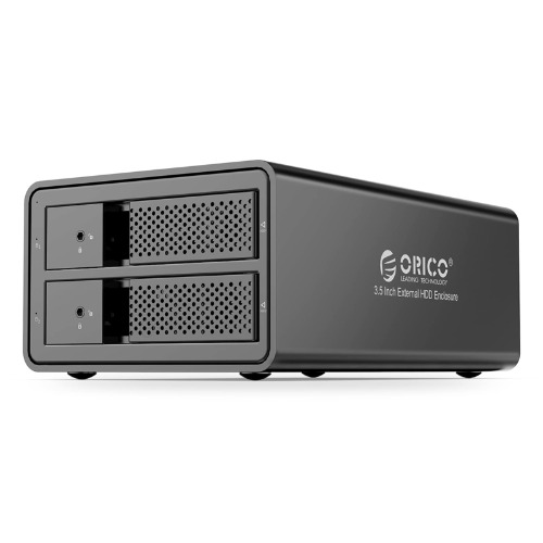 ORICO 2 Bay USB 3.0 to SATA 3.5 inch External Hard Drive Enclosure Support 32TB (2 x 16TB) Aluminum Alloy HDD Enclosure Disk Data Storage Tool Free