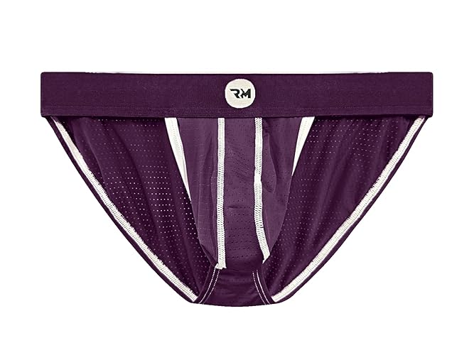Real Men Ares-Accent Low-Rise Pouch Bikini Brief – 1, 3, 6 Pack with Size ABCD Pouch XS - 5XL - D Pouch - Medium - 1 Pack- Mesh Purple