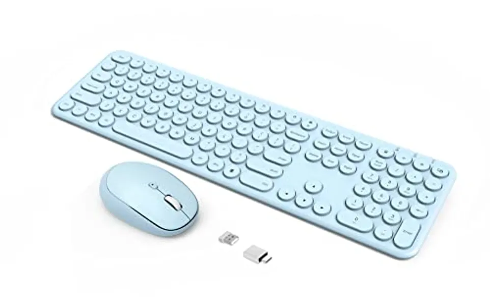 Wireless Keyboard Mouse Combo - 2.4Ghz Aesthetic Quiet Keyboard and Mouse Wireless - 110 Keys Full Size Ultra-Thin Keyboard for Laptop, Computer, PC, Notebook, Windows, Mac OS (Blue)