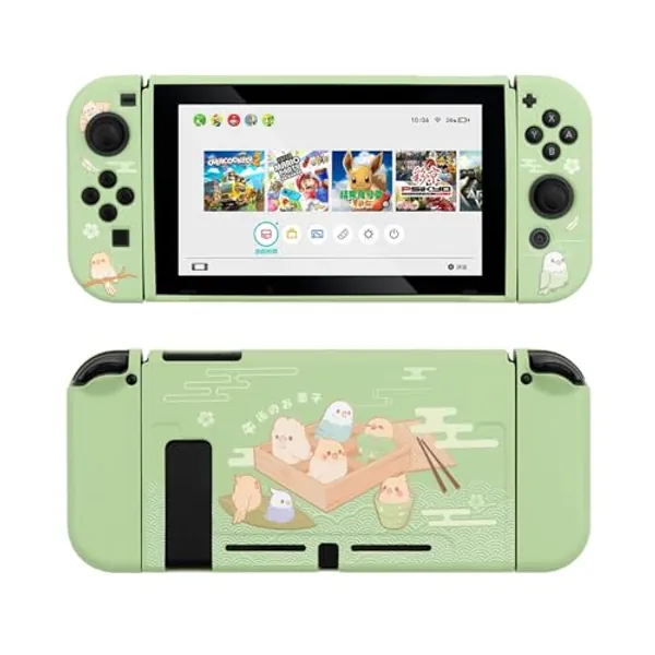 GeekShare Protective Case Compatible with Switch, Soft TPU Slim Case Cover Compatible with Switch Console and Joy-Con (Little Parrots)